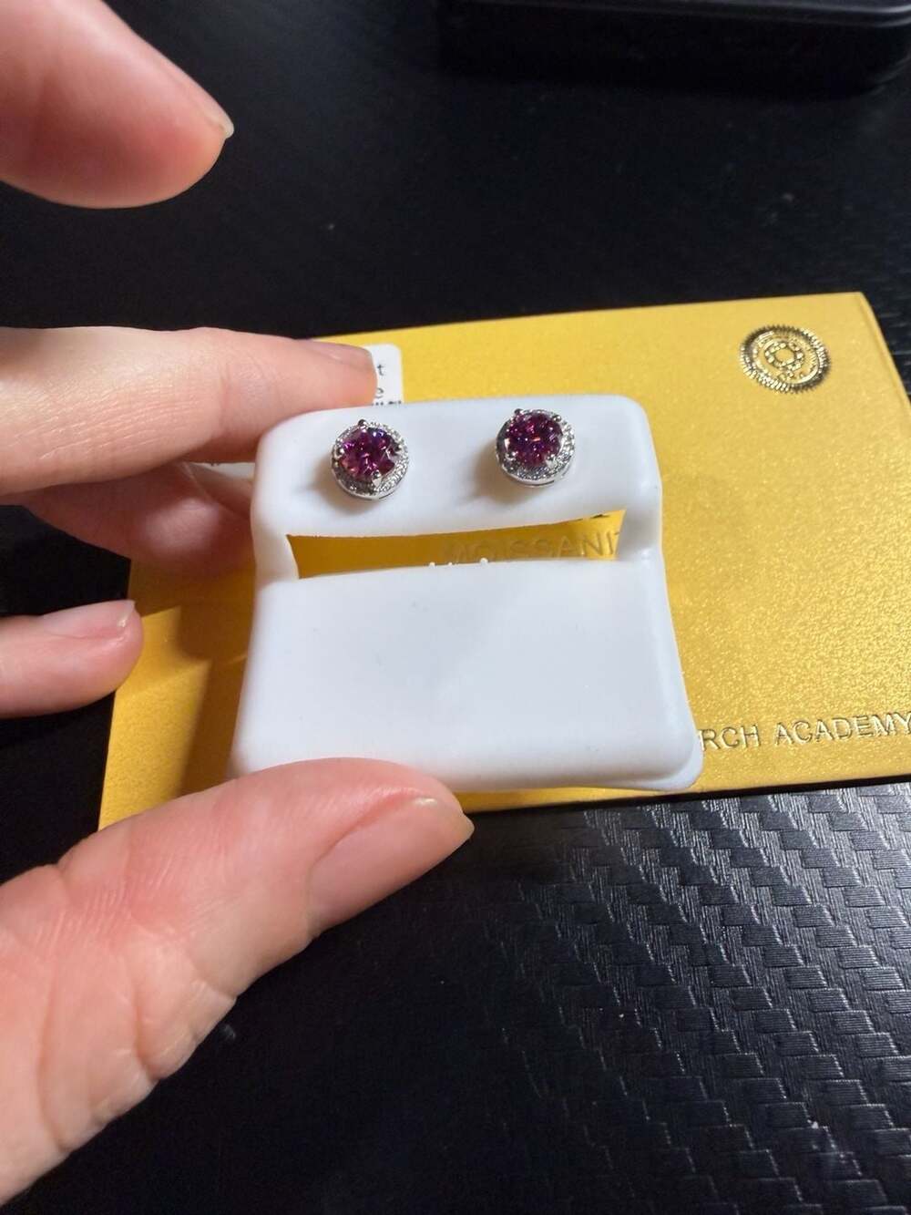 GRA 925 Sterling Silver 1.22ctw VVS Pink Tourmaline Halo Stud Earrings - Picture 2 of 4